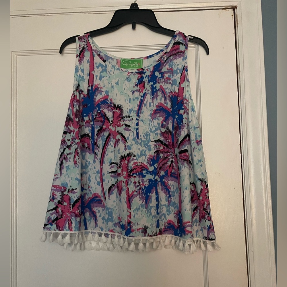 Pappagallo Tank top with tassels size Large